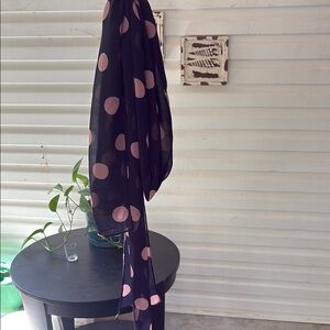 Navy blue and Pink Polka Dot Scarf